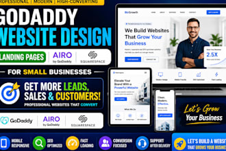 do godaddy website design landing page airo squarespace for small business SEO