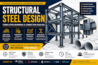 structural steel design, fabrication drawings and connection analysis