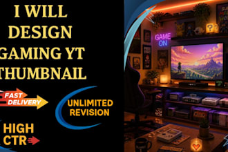 design high CTR gaming yt thumbnail for youtube channel
