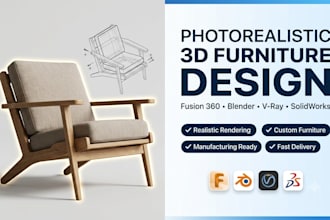 do photorealistic virtual and 3d furniture design in fusion 360, blender, v ray