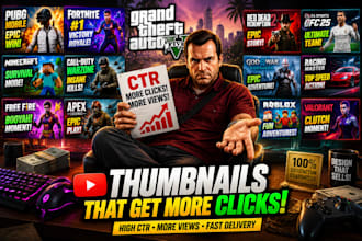 design a high CTR gaming youtube thumbnail for your channel