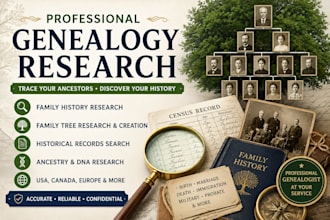 do professional genealogy research, trace your family history and family tree