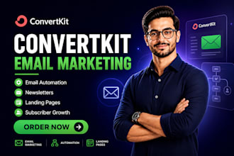 set up convertkit email marketing, automation, newsletter and landing page