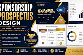 design a sponsorship prospectus with tiered packages, ROI projections for brands