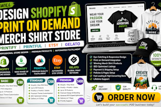 design shopify print on demand merch shirt printify printiful etsy gelato pod