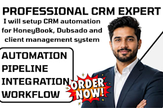 setup CRM automation for honeybook, dubsado and client management system