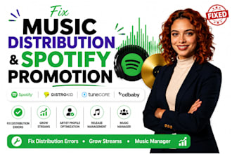 fix music distribution, spotify music promotion and music manager