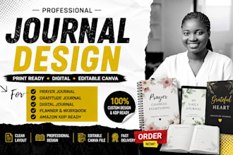design and format your journal, prayer journal, digital journal and canva design