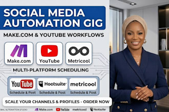 make com youtube automation schedule make com social media automation metricool