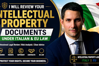 review your IP documents trademark patent copyright within 24h under italian law