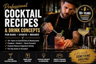create professional cocktails and drink recipes for your bar or event