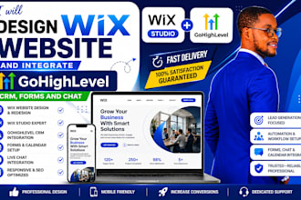design wix website and integrate gohighlevel CRM, forms and chat