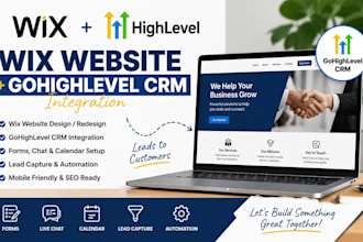design wix website and integrate gohighlevel CRM, forms and chat