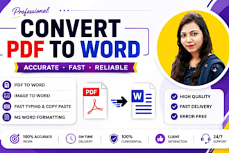 convert pdf to word, image to word and do typing work