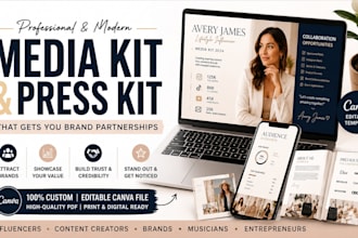 design a canva influencer media kit epk press kit for brand partnership, artist