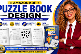 create KDP puzzle book, word search,sudoku, and book cover design for amazon KDP