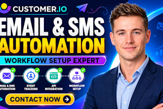 set up customer io email sms automation event tracking api integration workflow