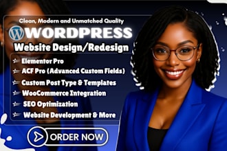 develop a custom wordpress website with elementor pro and acf pro