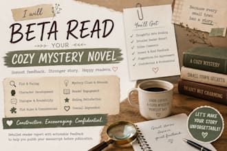 beta read your cozy mystery novel with honest feedback
