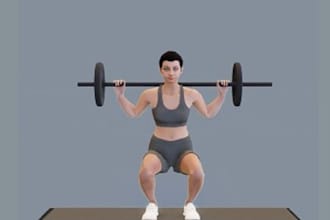do 3d gym character animation for fitness, workout, exercise, yoga and anatomy