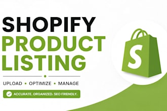 do shopify product listing, product upload and data entry