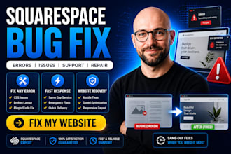 fix squarespace website issues, bugs, CSS, responsive design, and SEO