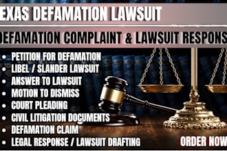draft texas defamation lawsuit, libel, slander complaint and response