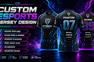 design custom esports gaming jersey with premium 3d mockups
