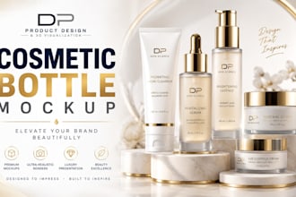 create cosmetic bottle mockups and skincare packaging