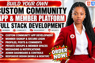 build custom community app website HTML CSS javascript code develop member app