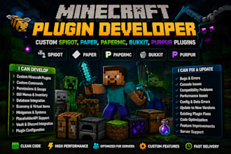 create custom minecraft plugin spigot paper papermc bukkit java plugin developer