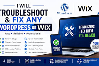 troubleshoot and fix any wordpress or wix website error