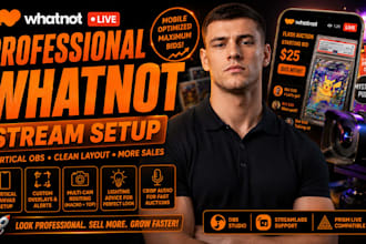 setup your whatnot live auction stream and vertical obs