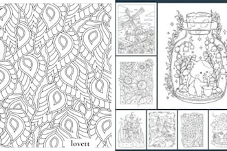 flowers plant animals pattern nature mindfulness adult coloring book for kdp