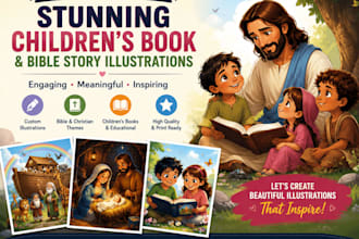 design educational illustration, bible illustration, bible story illustration