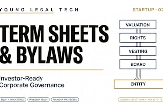 draft startup investment term sheets and corporate bylaws