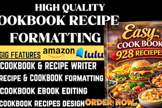format write quality cookbook recipes, cookbook design, cookbook ebook editing