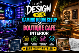 design your gaming room setup or boutique cafe interior