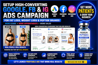 setup google ,fb and ig ads campaign for fat loss, weight loss and peptide brand