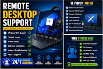 provide remote desktop support for windows PC, outlook and IT issues