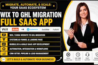 migrate wix duda website to ghl build adalo bubble io saas app systeme io funnel
