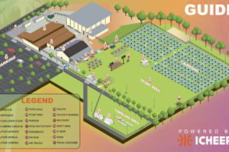 design custom isometric map, 3d vector map and event map illustration