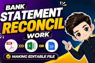 reconcile bank statement PDF to editable format