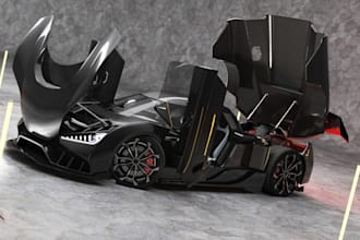 photoreal cgi cars,lightweight,3d vehicle for racing games,vr to hmi,fbx,bodykit