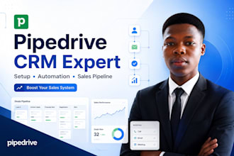 setup pipedrive CRM, sales pipeline, workflow automation and API integration