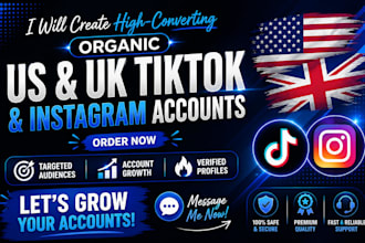 create organic US UK tiktok account and instagram with warmup
