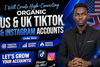 create organic US UK tiktok account and instagram with warmup
