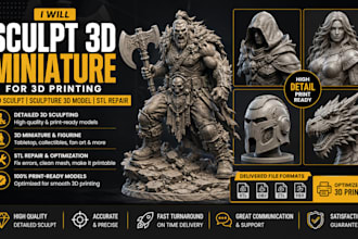 sculpt 3d miniature for 3d printing, 3d sculpt, sculpture 3d model,