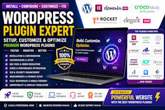 install and customize wordpress plugin,elementor pro,crocoblock,divi,wp rocket