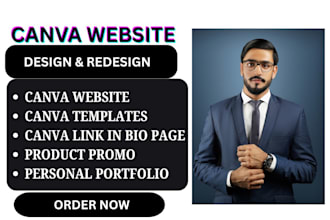 design canva one page website link in bio page product promo personal portfolio